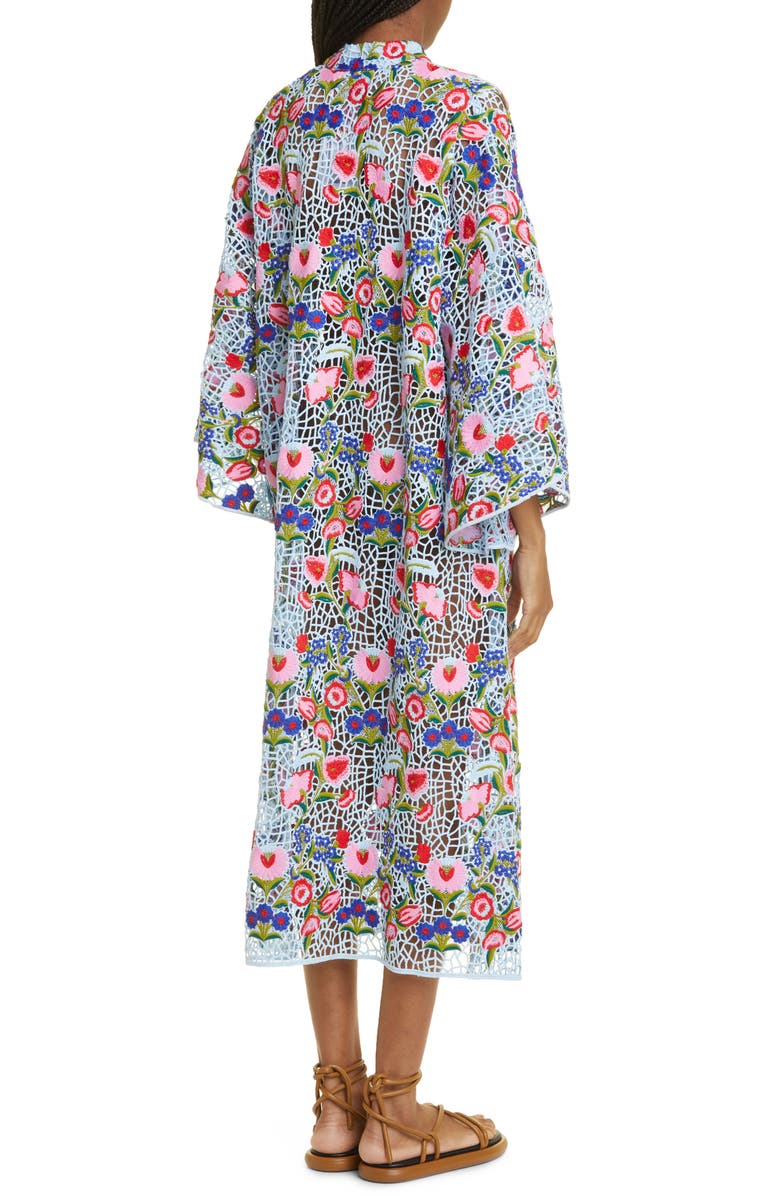 La Vie Style House Floral Open Stitch Long Sleeve Cover-Up Dress, Alternate, color, 