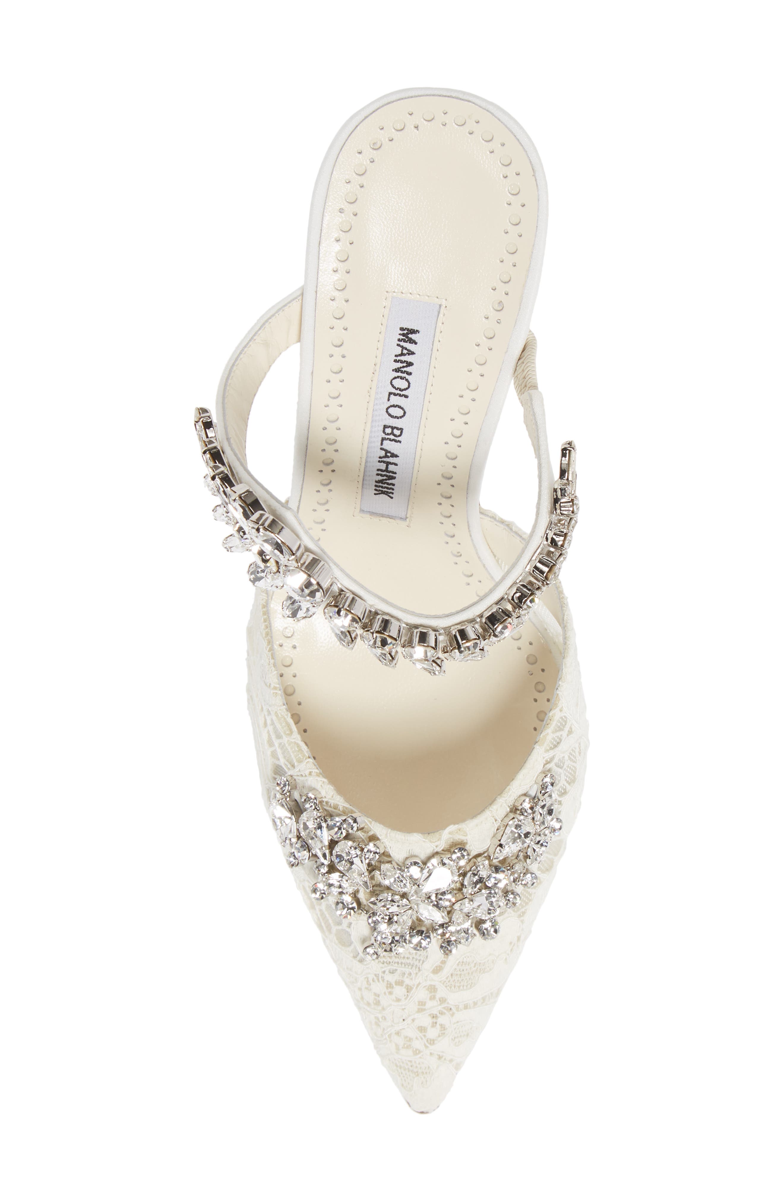Manolo Blahnik Lurum Crystal Leaf Pointed Toe Mule, Alternate, color, 