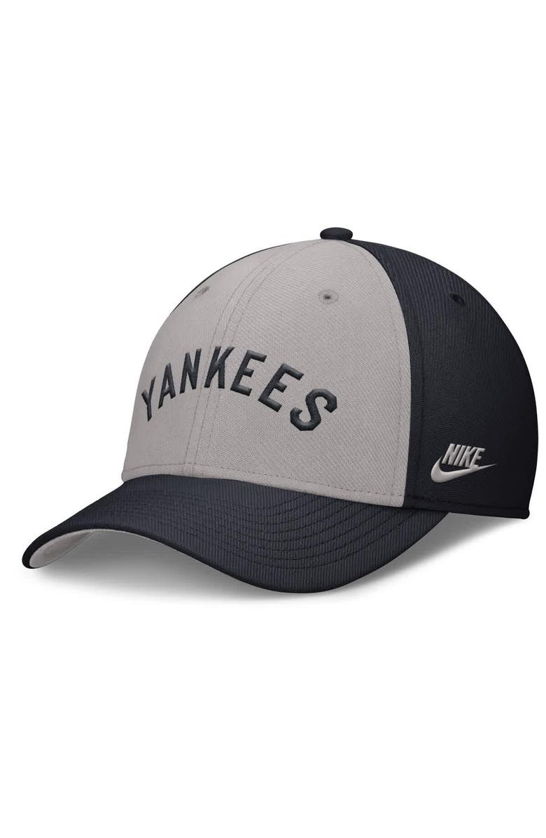 Nike Men's Nike Navy/Gray New York Yankees Rise Swoosh Performance Flex Hat, Alternate, color, Navy