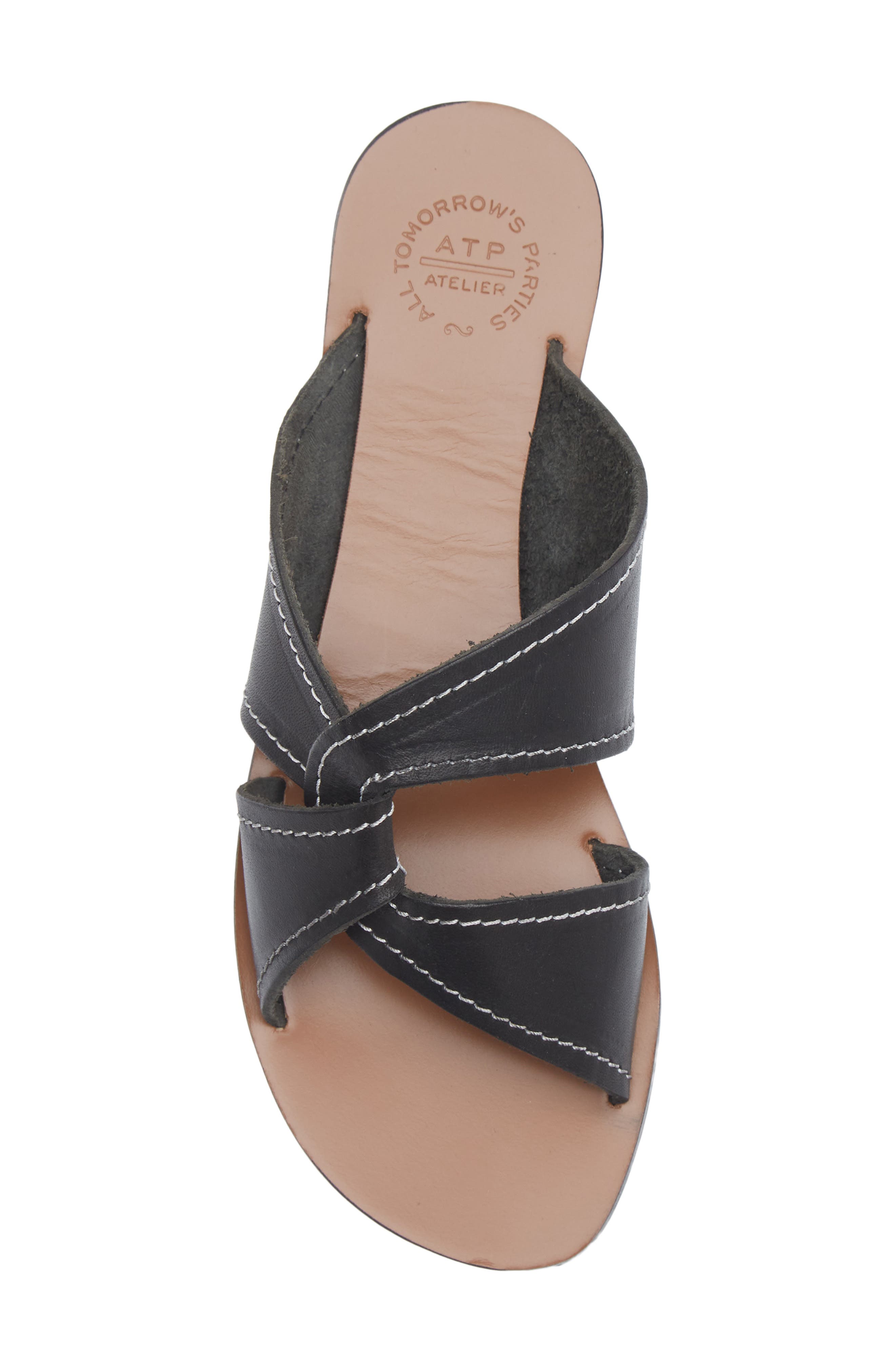 ATP ATELIER Allai Slide Sandal, Alternate, color, Black/ Contrast Stitch