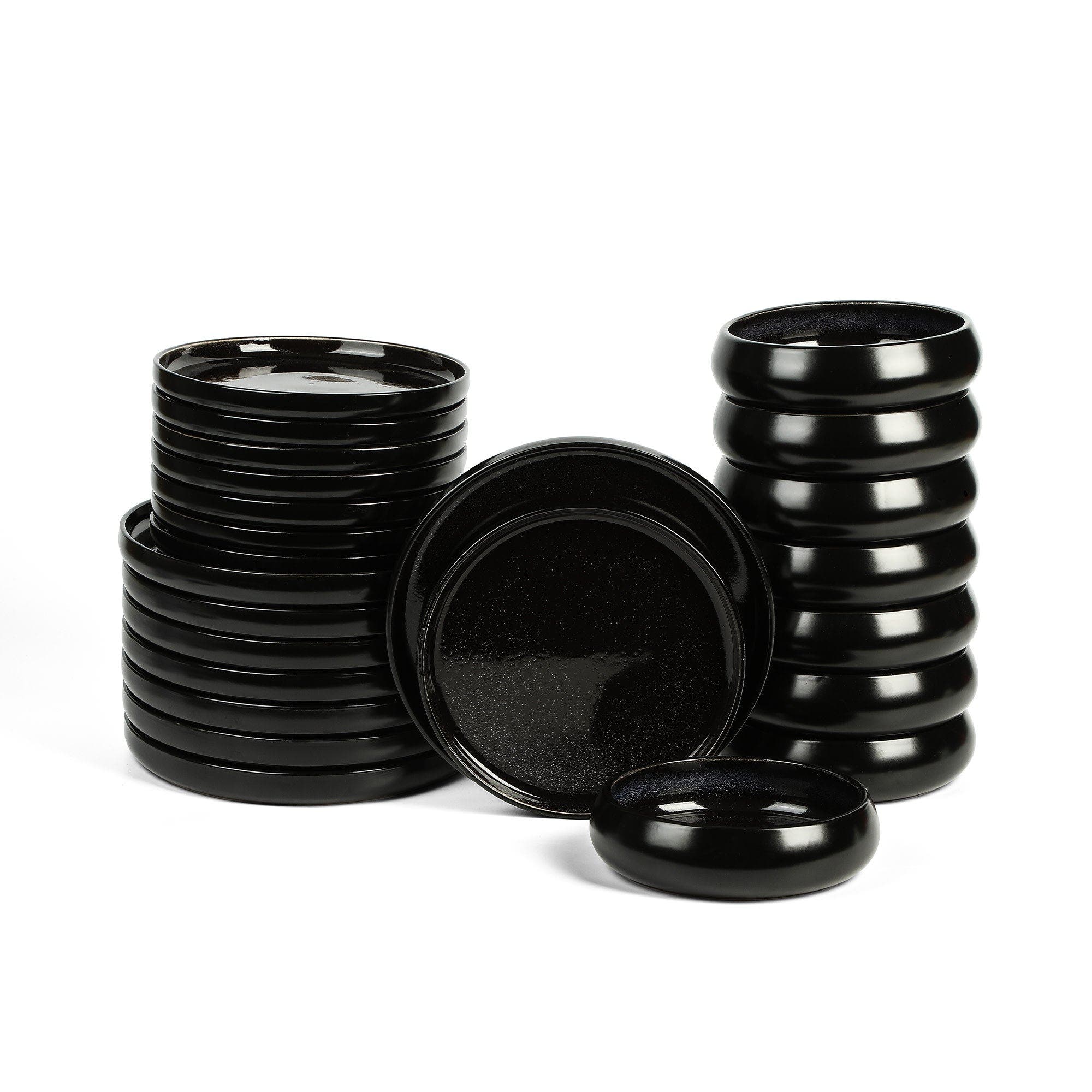 Stone Lain Lagoon Stoneware 24-piece Dinnerware Set In Black