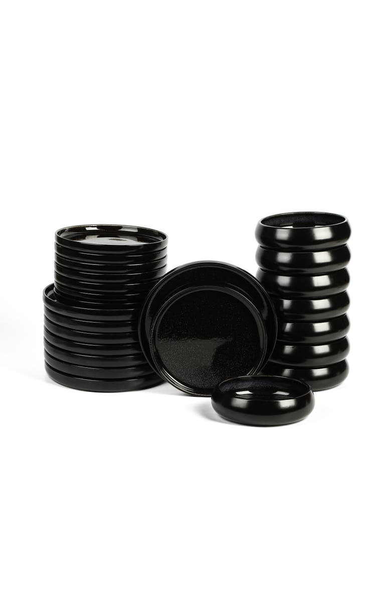 Stone Lain Lagoon Stoneware 24-Piece Dinnerware Set, Main, color, Black
