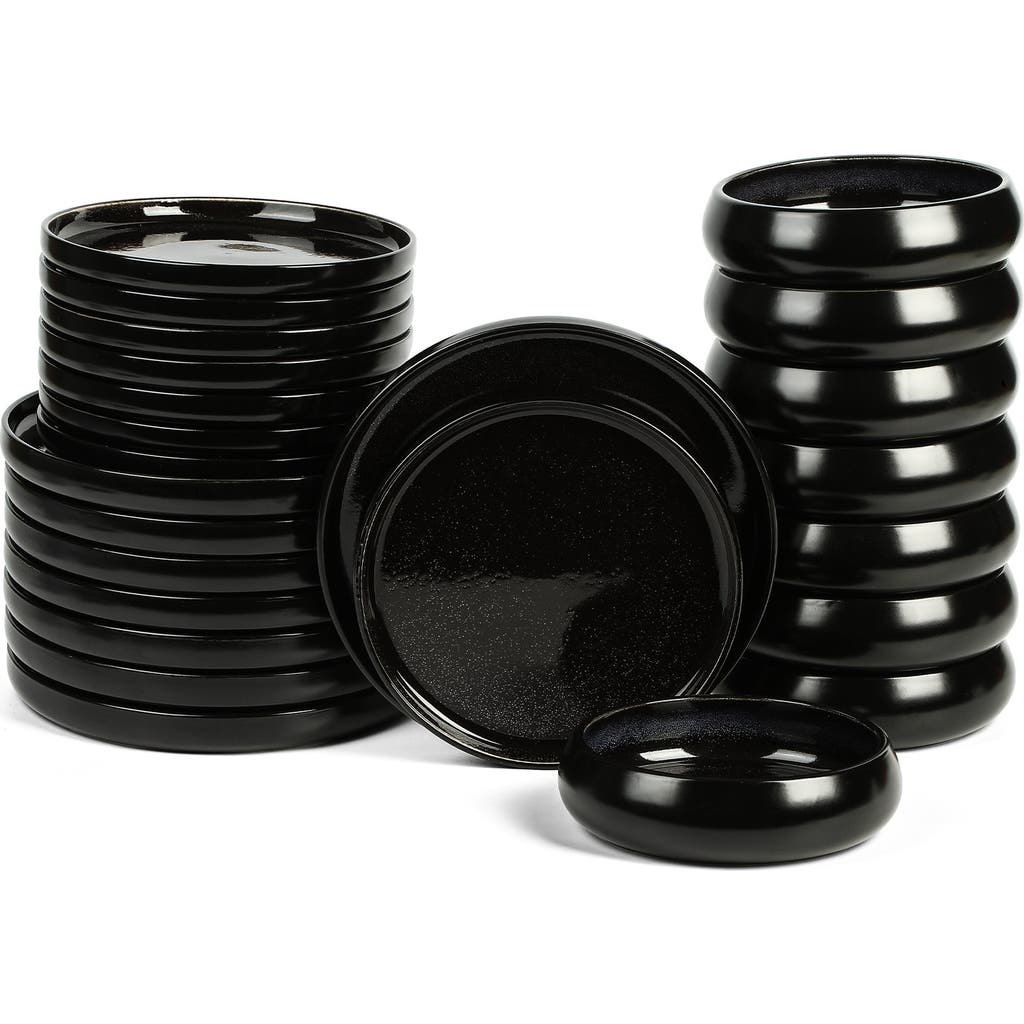 Stone Lain Lagoon Stoneware 24-piece Dinnerware Set In Black