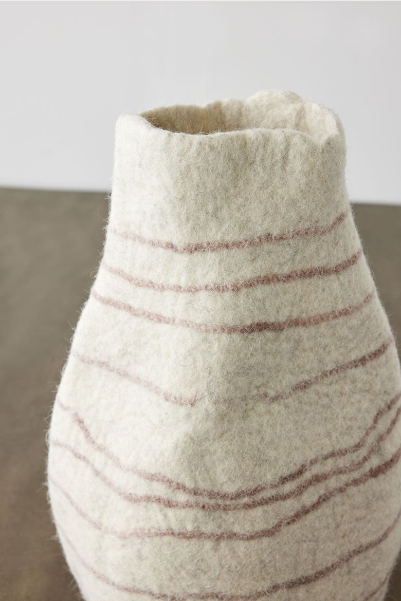 Tribal Lines Wool Ivory & Soft Stone Gourd Basket, Alternate, color, Ivory