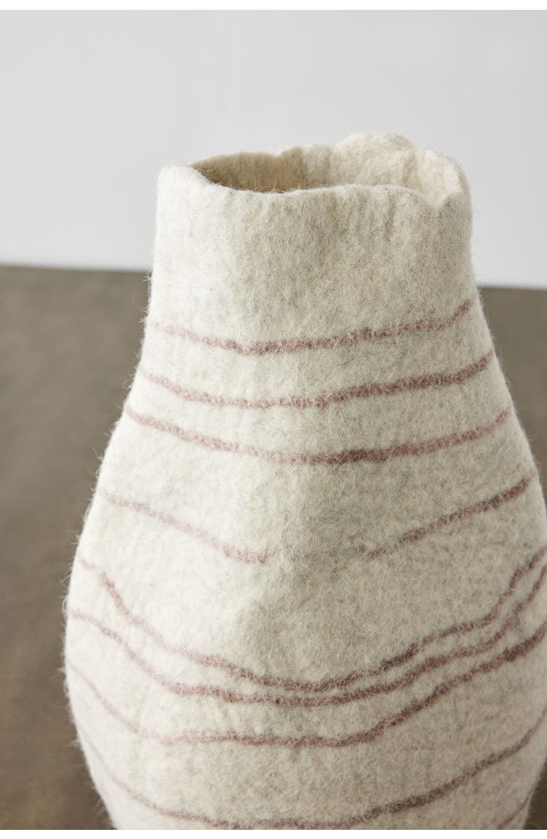 kanju Interiors Tribal Lines Wool Ivory & Soft Stone Gourd Basket, Alternate, color, Ivory