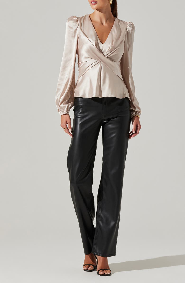 ASTR the Label Crossover Balloon Sleeve Satin Top, Alternate, color,