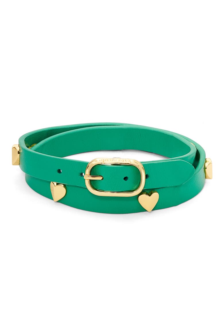 heartful leather wrap bracelet, Main, color, YUCCA