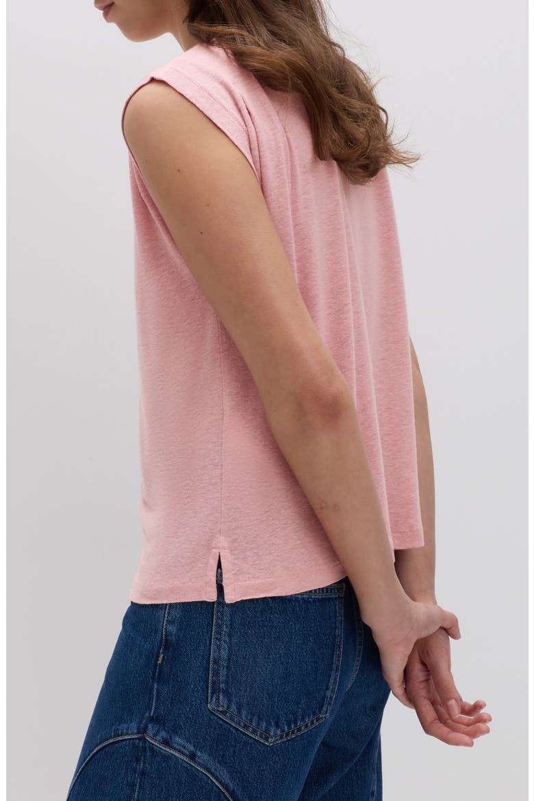 Pleat Shoulder Muscle Tee, Alternate, color, ROSE PINK