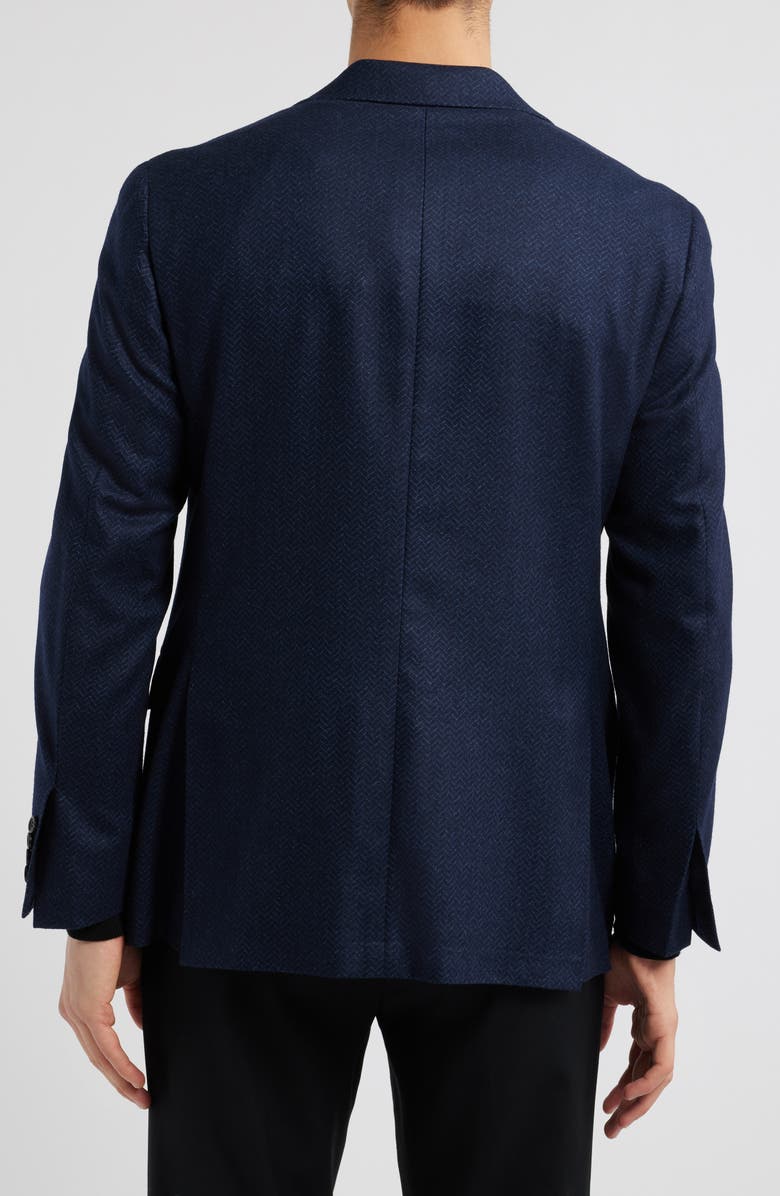 Canali Kai Trim Fit Navy Wool Herringbone Sport Coat, Alternate, color,