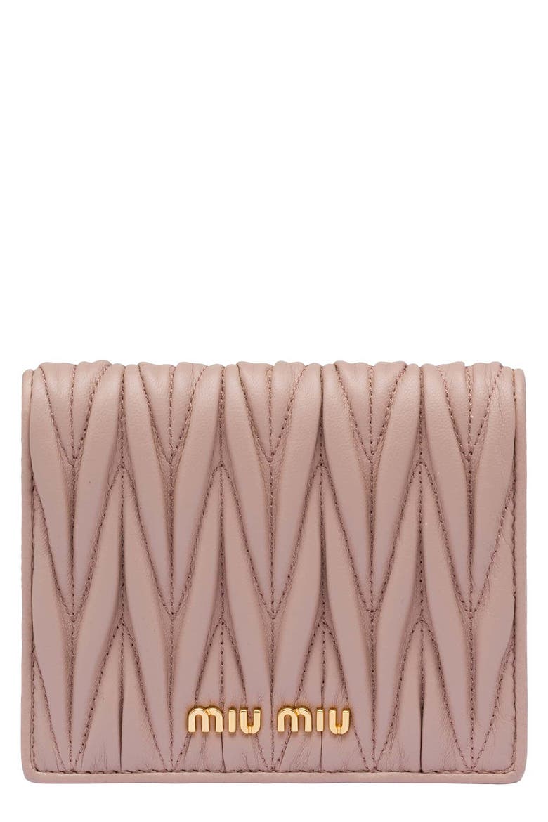 Matelassé Leather Wallet, Main, color, CAMMEO