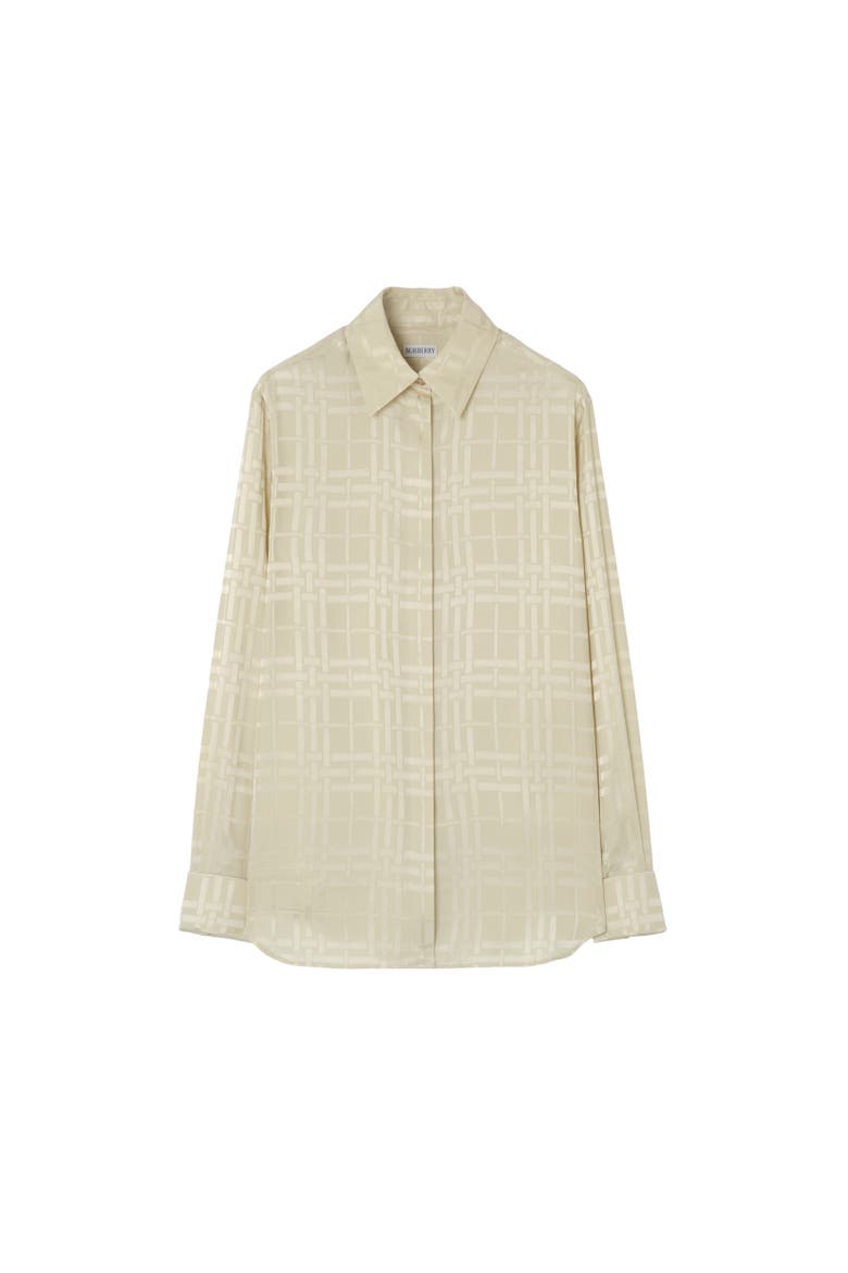 Classic Fit Check Silk Shirt, Alternate, color, Champagne white