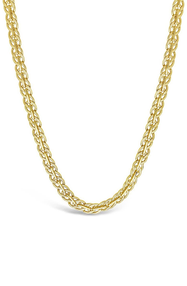Sterling Forever Hammered Interlocking Curb Chain Necklace, Main, color, Gold