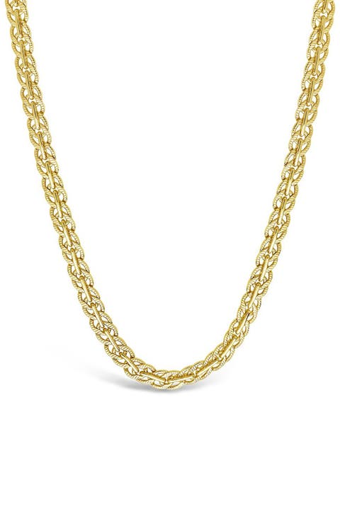 Hammered Interlocking Curb Chain Necklace
