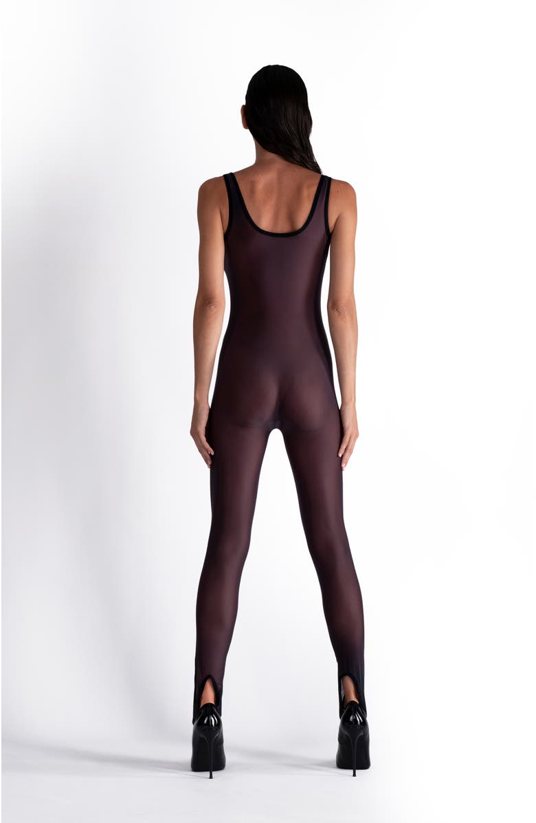 LECHERY<sup>®</sup> Lustrous Sheer Stirrup Bodystocking Tank Jumpsuit, Alternate, color, Black