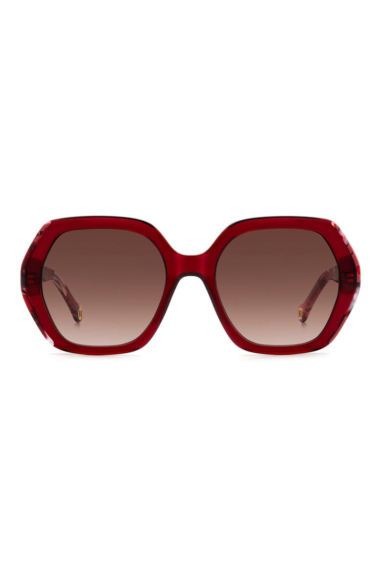 55mm Gradient Geometric Sunglasses, Main, color, BURGUNDY