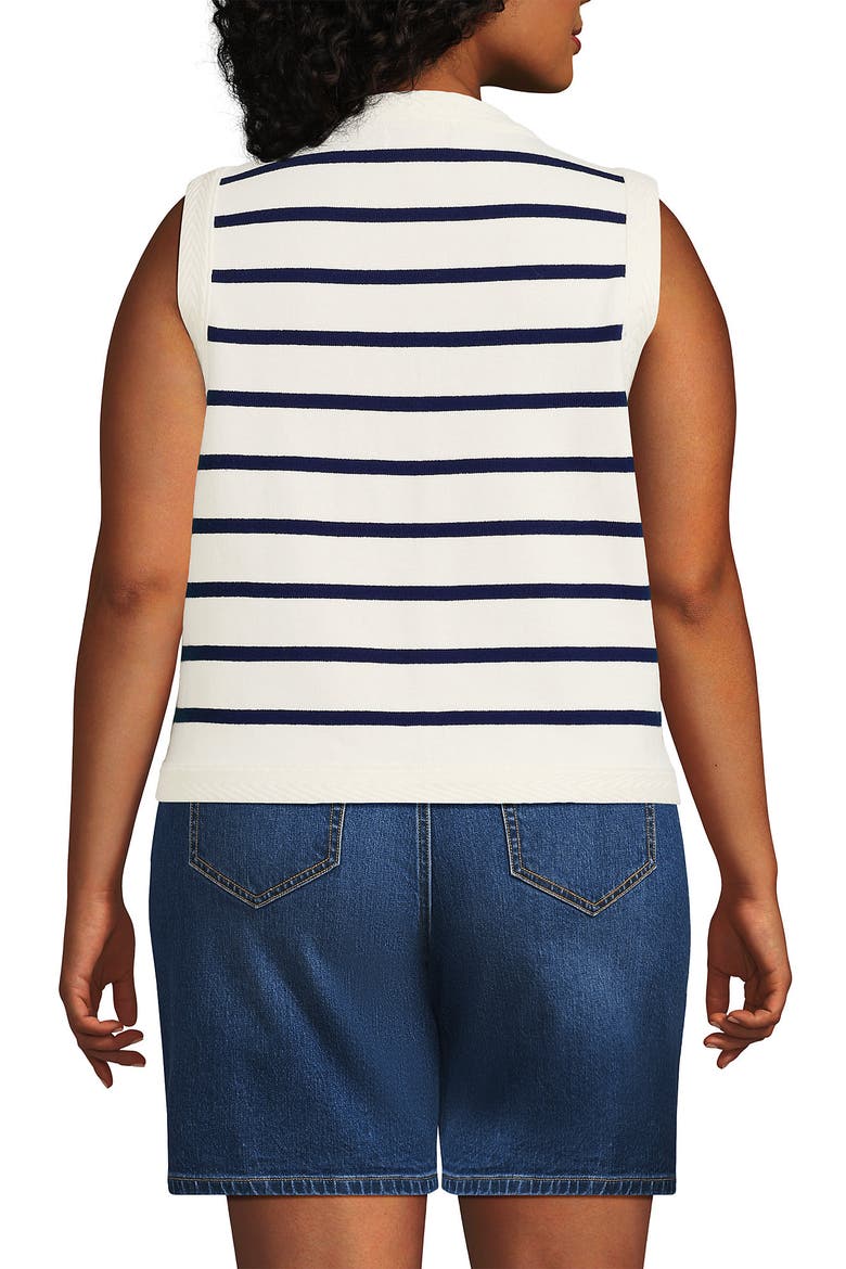 Milano Sweater Vest, Alternate, color, Ivory/Deep Sea Navy Stripe