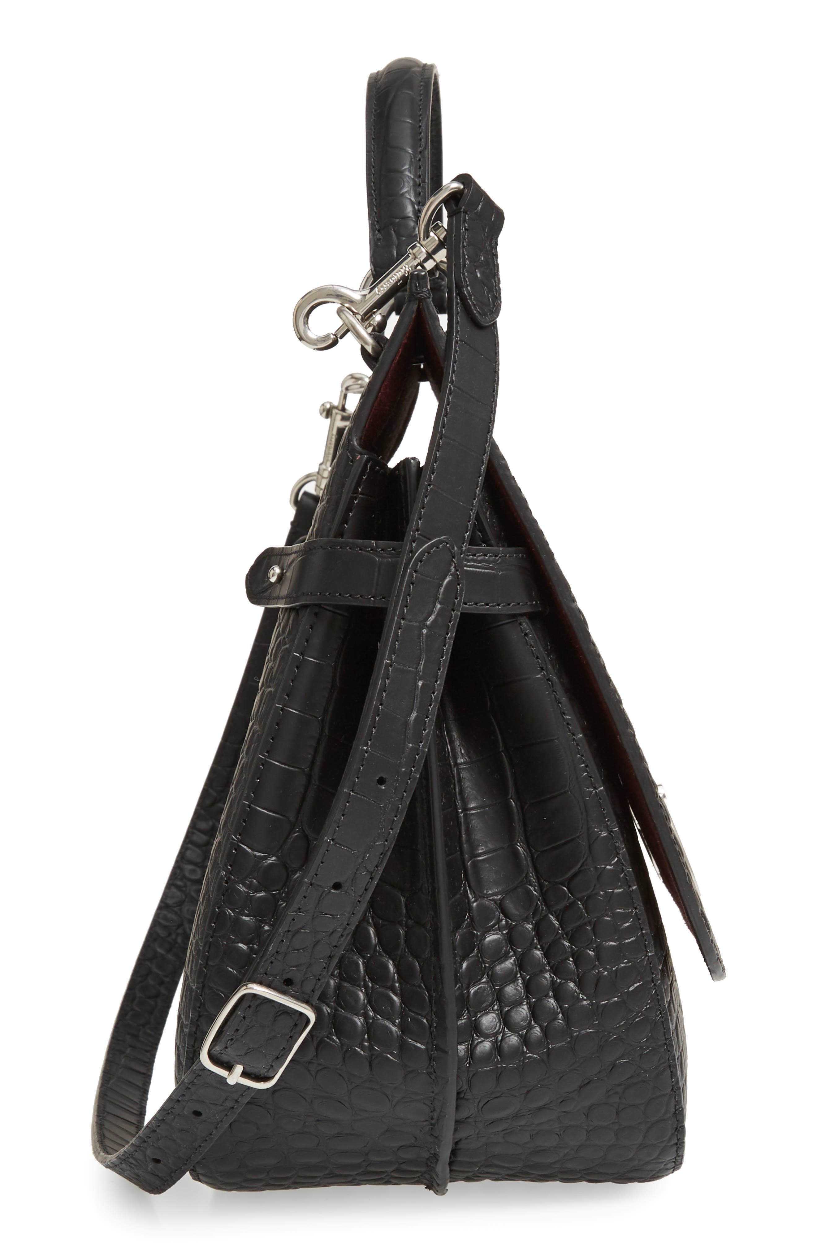 Mulberry Amberley Croc Embossed Leather Satchel, Alternate, color, 