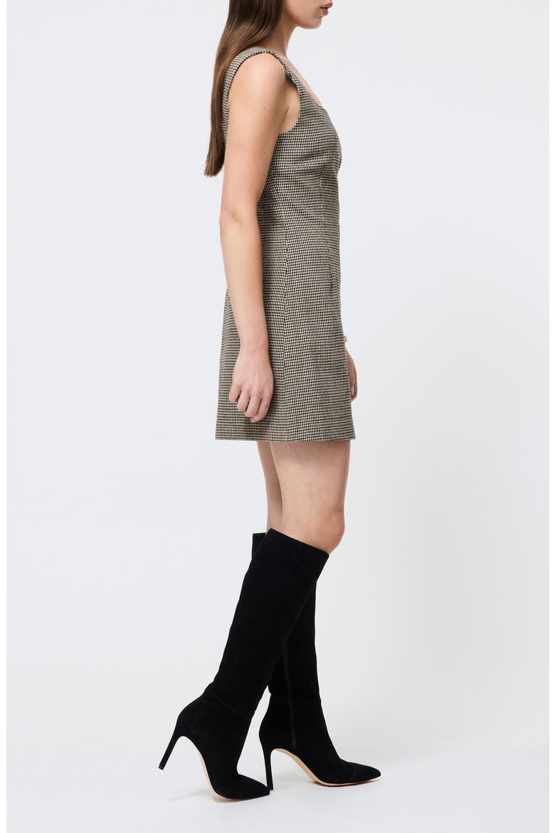 Houndstooth Sleeveless Button Front Minidress, Alternate, color, BROWN MULTI