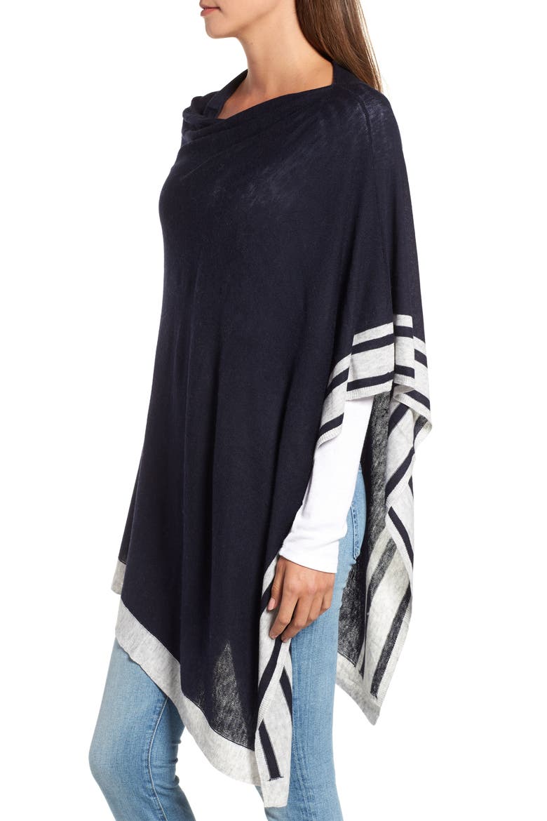 Border Stripe Ruana, Alternate, color, ECHO NAVY
