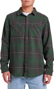 Quiksilver DNA Plaid Cotton Flannel Button-Up Overshirt