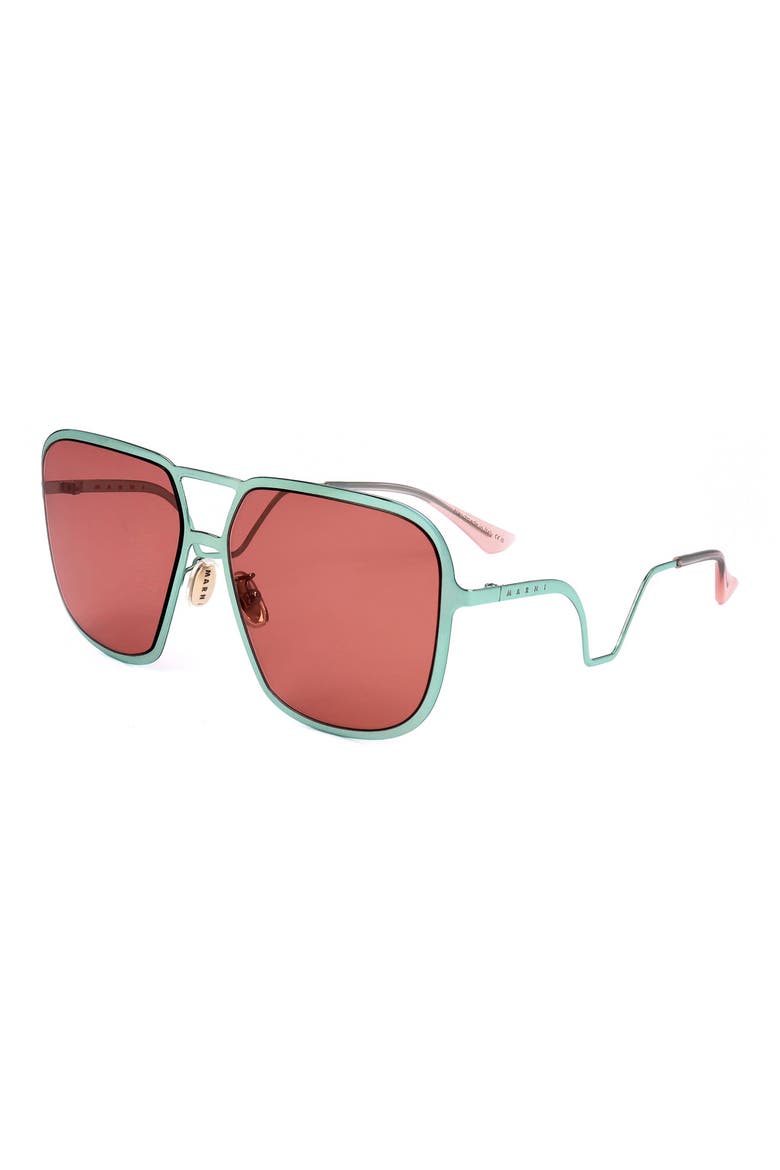 58mm Aviator Sunglasses, Alternate, color, GREEN / BROWN