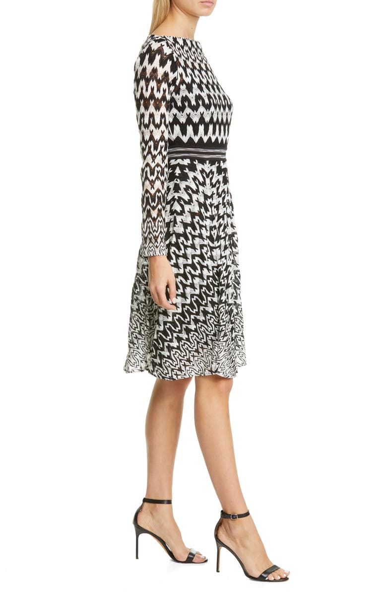 Missoni Zigzag Long Sleeve Fit & Flare Dress, Alternate, color,