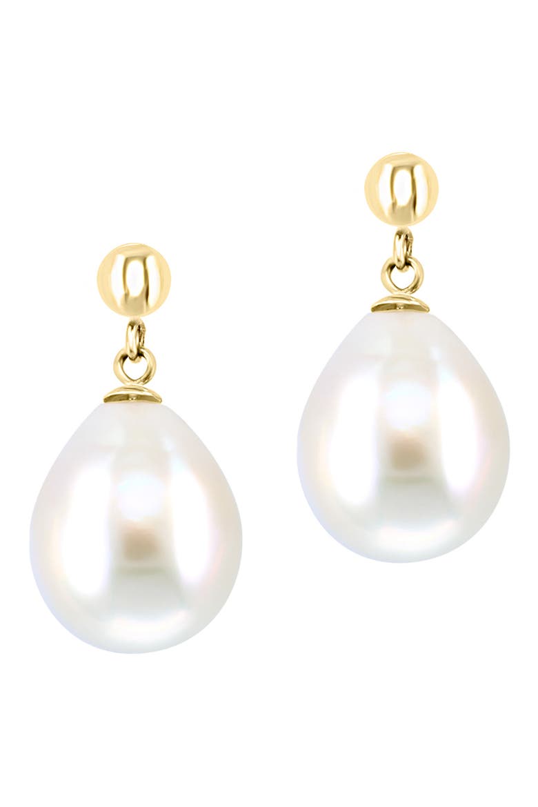 14K Gold 10-10.5mm Cultured Freshwater Pearl Drop Earrings, Main, color, WHITE