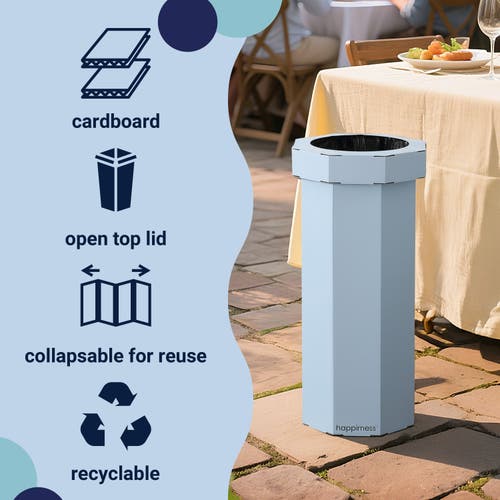 Happimess Fleur 25-gallon Classic Disposable Corrugated Cardboard Event Trash Can And Recycling Bin In Blue