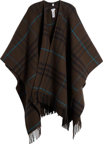 Burberry Bandana Check Fringe Wool & Cashmere Cape | Nordstrom