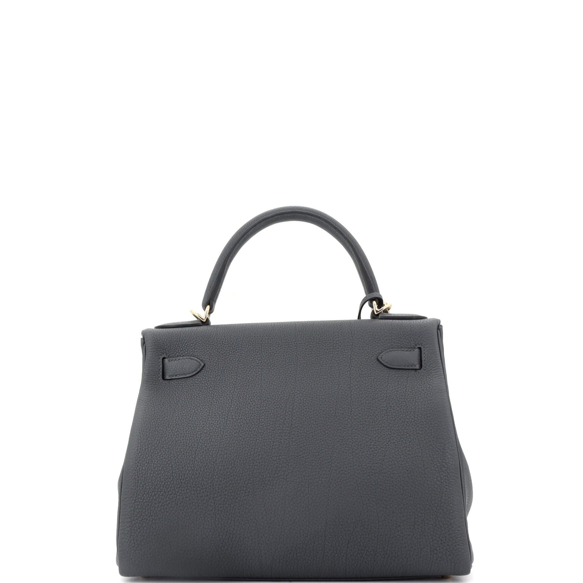 Pre-Owned Hermes Kelly Handbag Grey Togo with Permabrass Hardware 28, Alternate, color, 
