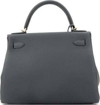 Pre-Owned Hermes Kelly Handbag Grey Togo with Permabrass Hardware