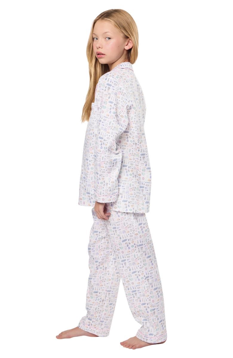 Petite Plume Kids' Baking Spirits Bright Cotton Blend Twill Two-Piece Pajamas, Alternate, color, White
