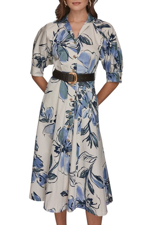 Belted Stretch Cotton Shirtdress