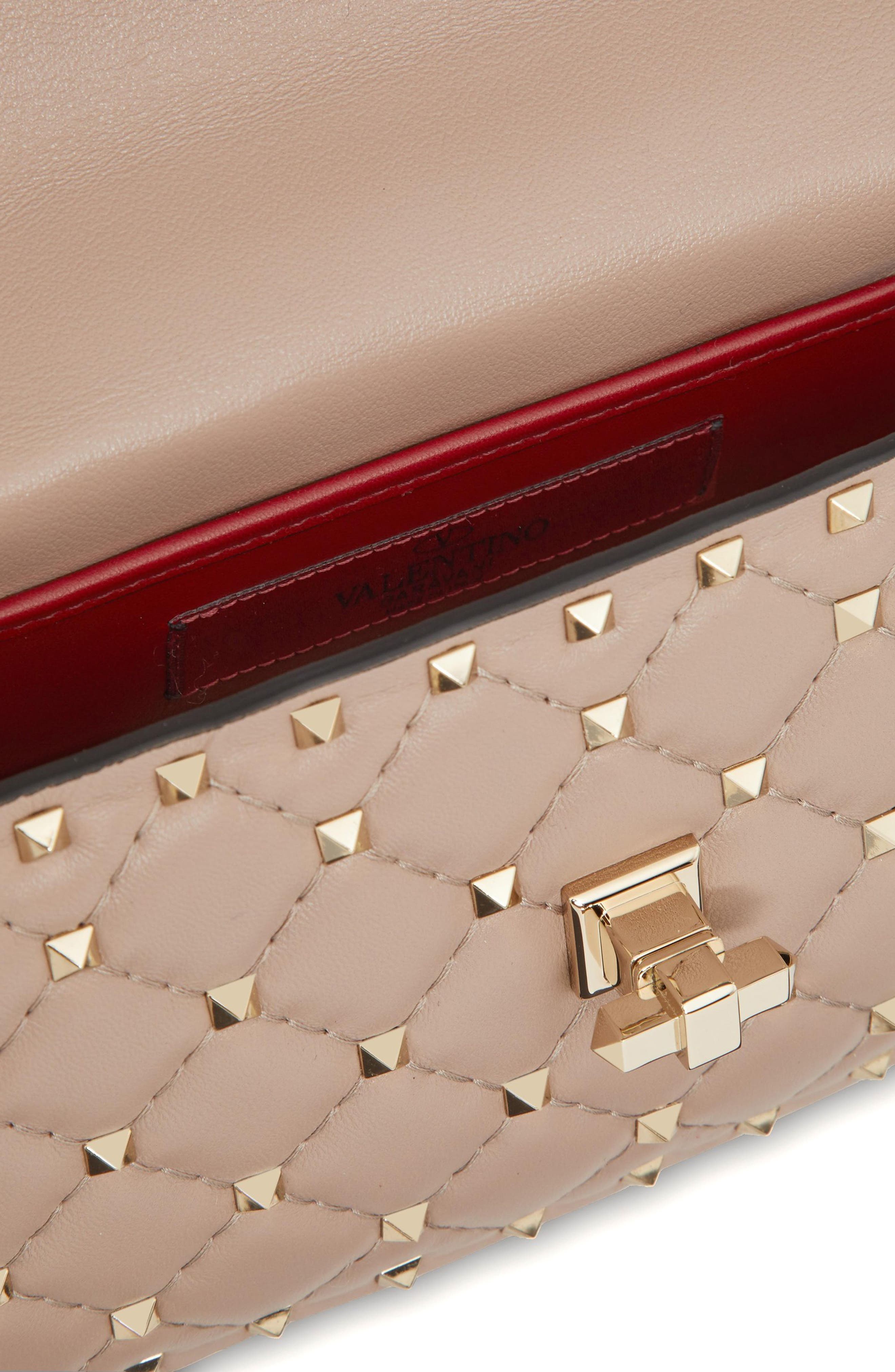 Valentino Garavani Small Rockstud Leather Shoulder Bag, Alternate, color, Poudre