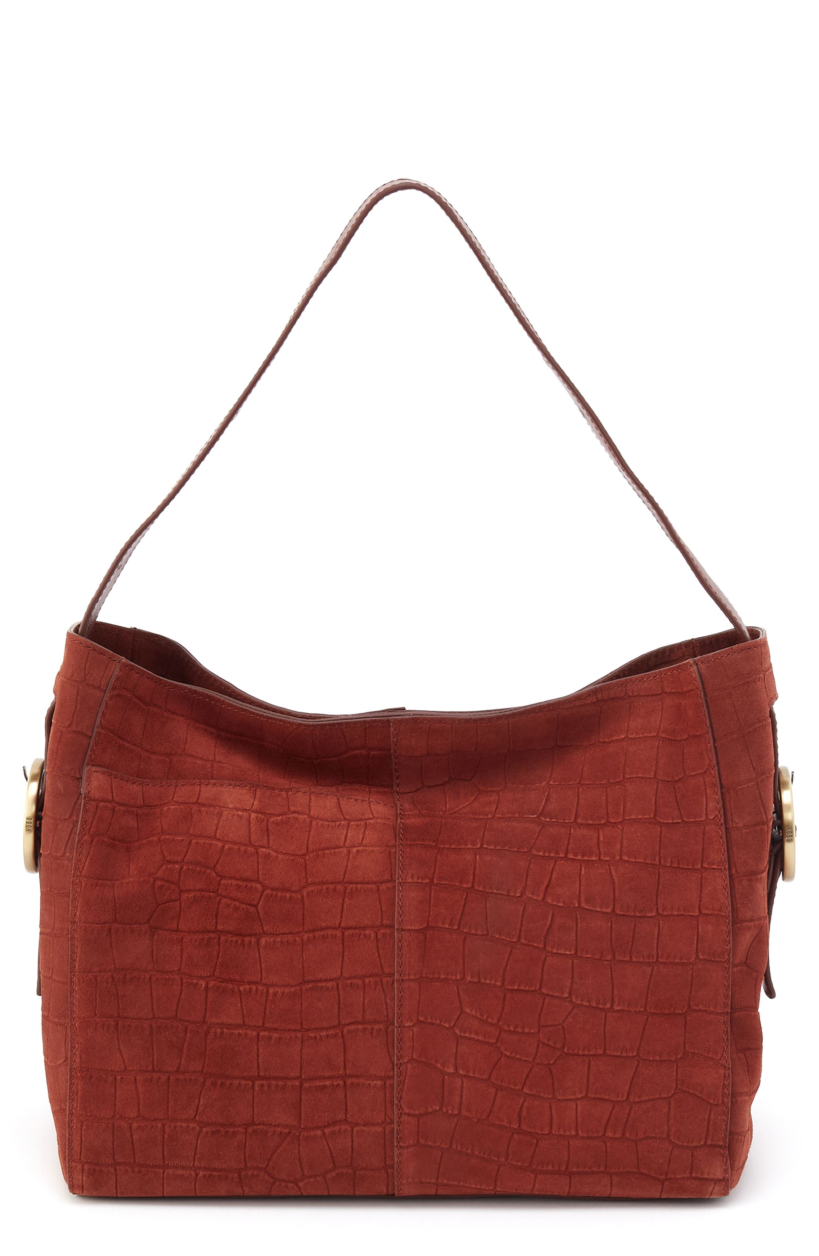 HOBO Render Croc Embossed Leather Shoulder Bag