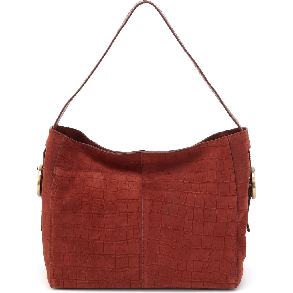 Hobo Render Croc Embossed Leather Shoulder Bag