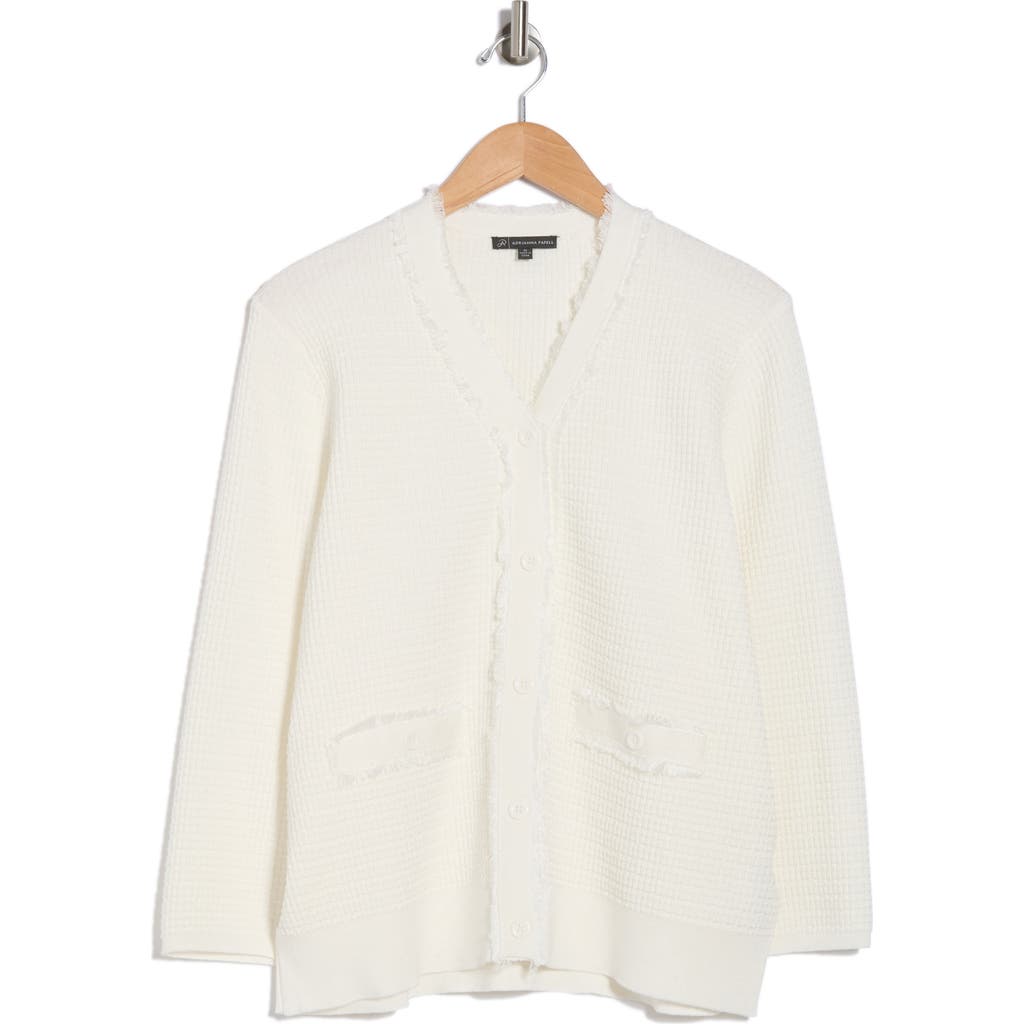 ADRIANNA PAPELL ADRIANNA PAPELL V-NECK FRINGE CARDIGAN