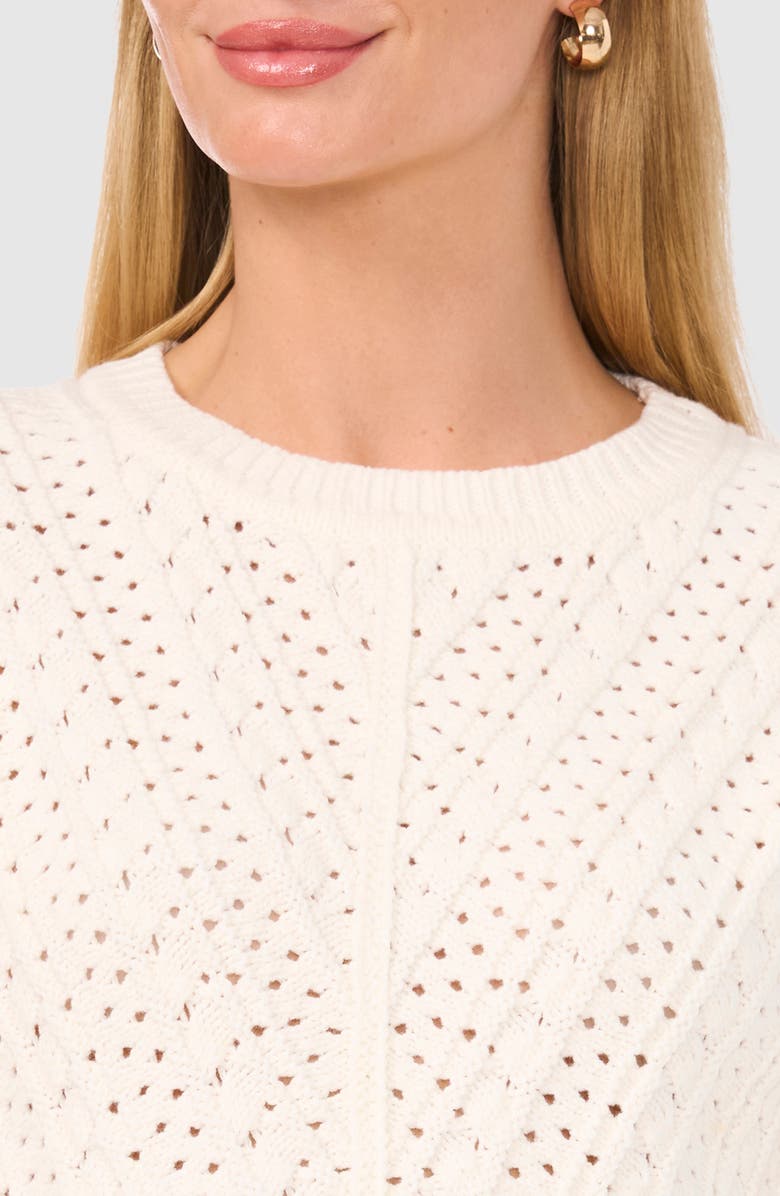 Halogen<sup>®</sup> Pointelle Crewneck Sweater, Alternate, color, Antique White