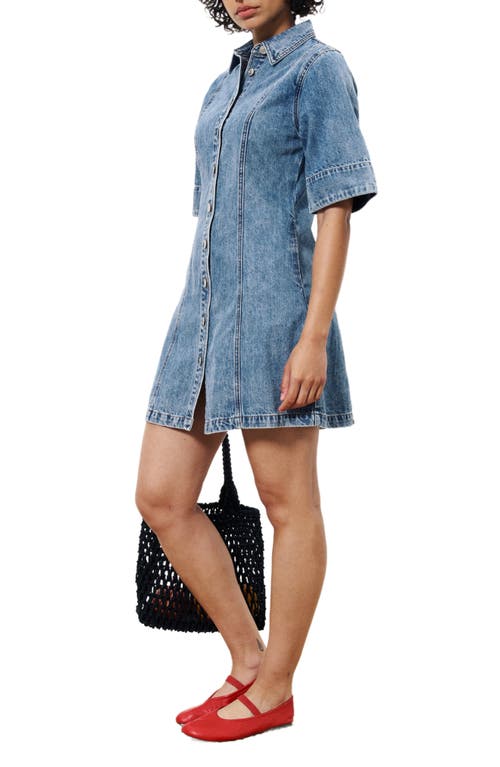 Frnch Spray Street Denim Dress In Denim Blue In Blue