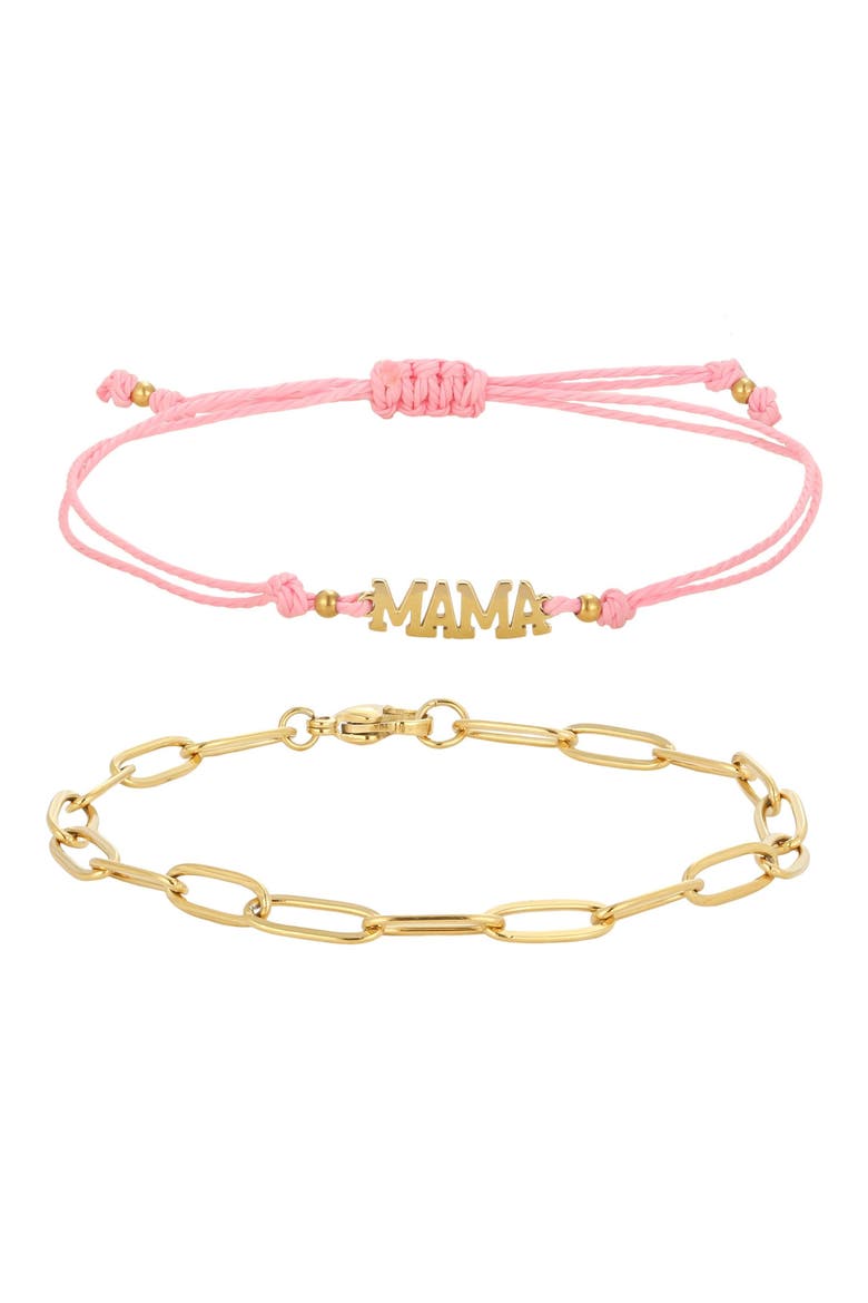 Mama Set of 2 Bracelets, Main, color, PINK/ GOLD