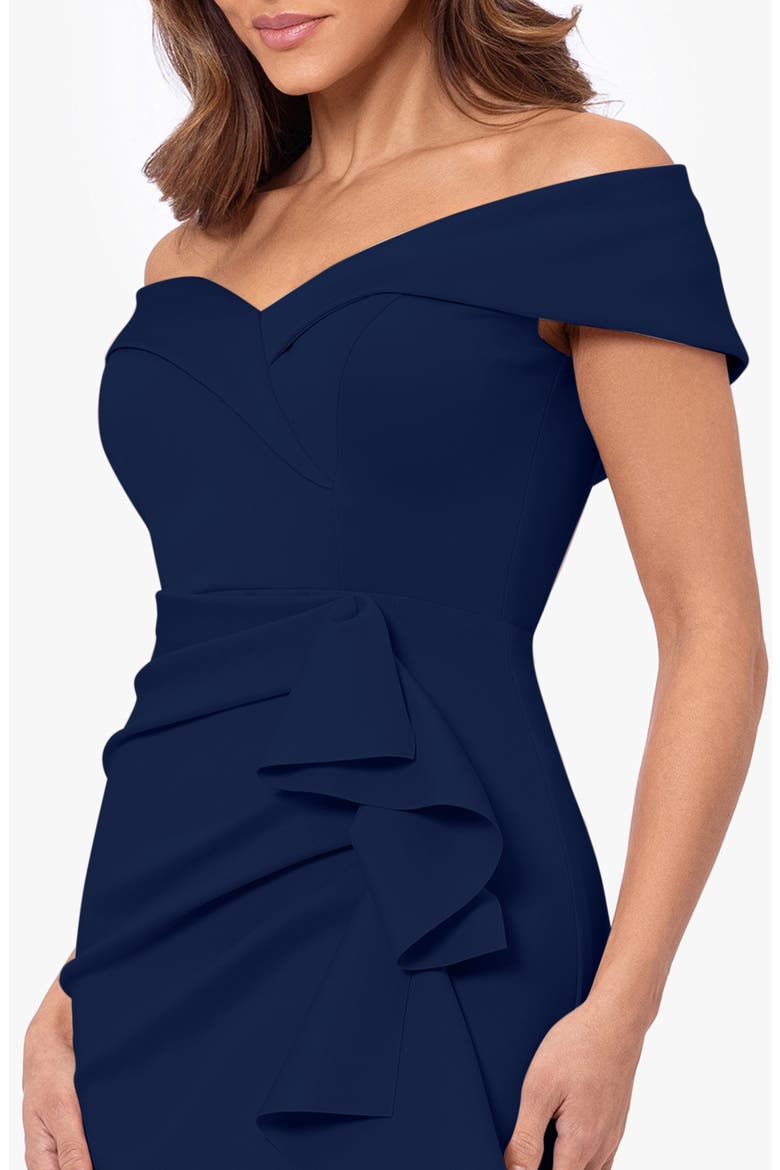 Ruffle Off the Shoulder Scuba Knit Cocktail Dress, Alternate, color, MIDNIGHT
