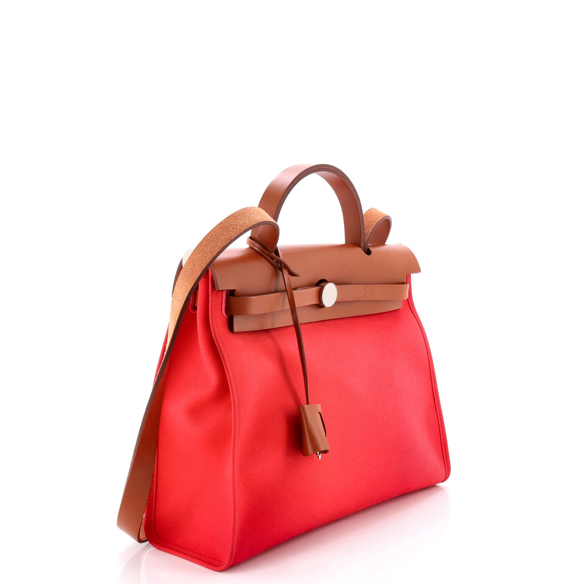 Pre-Owned Hermes Herbag Zip Leather and Toile 31, Alternate, color, Bougainvillier