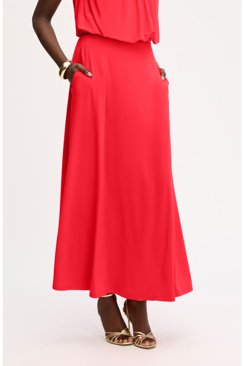 Gathered A-Line Midi Skirt, Main, color, FLAME