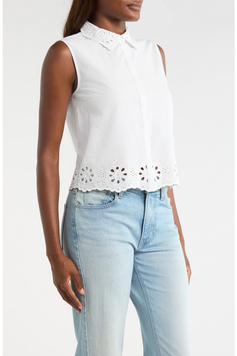 Sleeveless Eyelet Button Front Top, Alternate, color, 1643 LIGHT SEASHELL