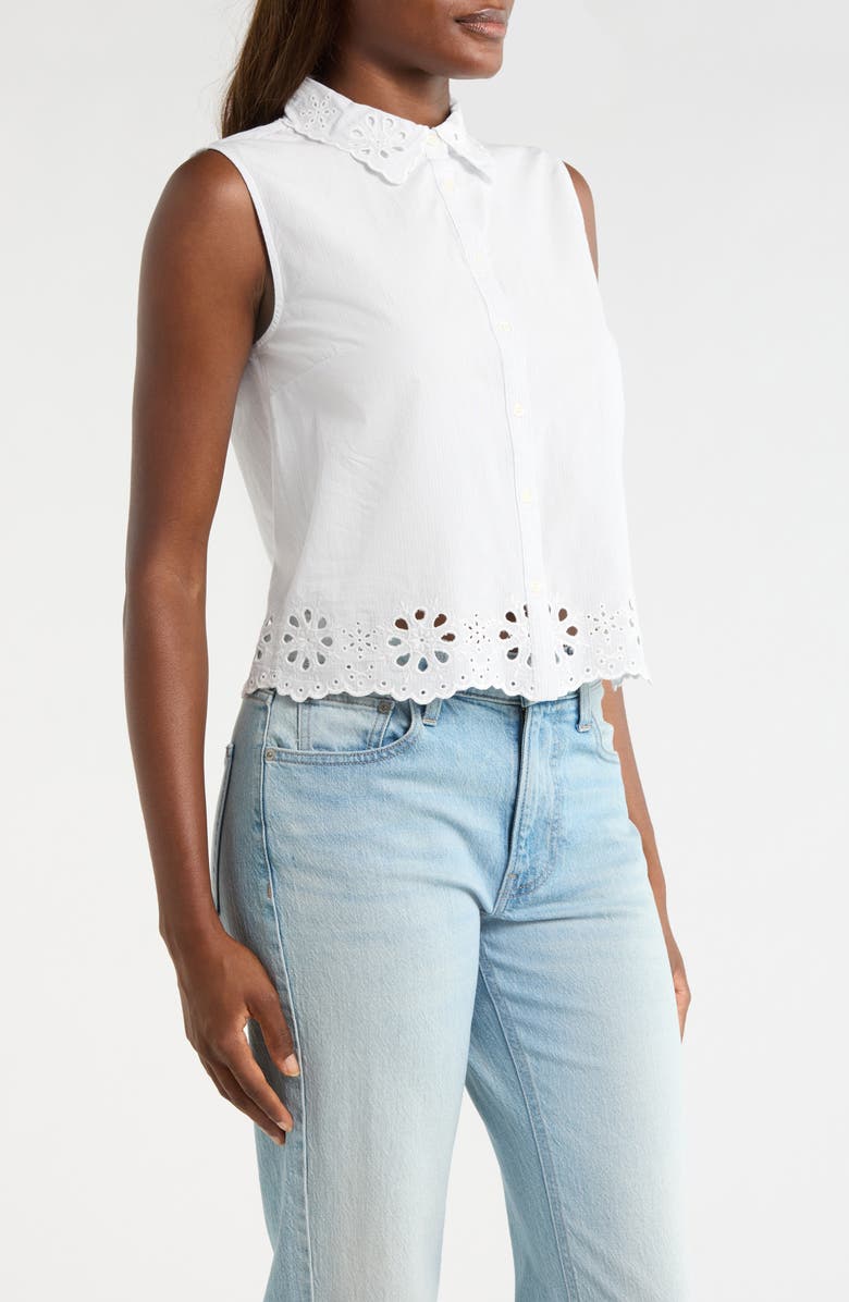 Lucky Brand Sleeveless Eyelet Button Front Top, Alternate, color, 1643 Light Seashell