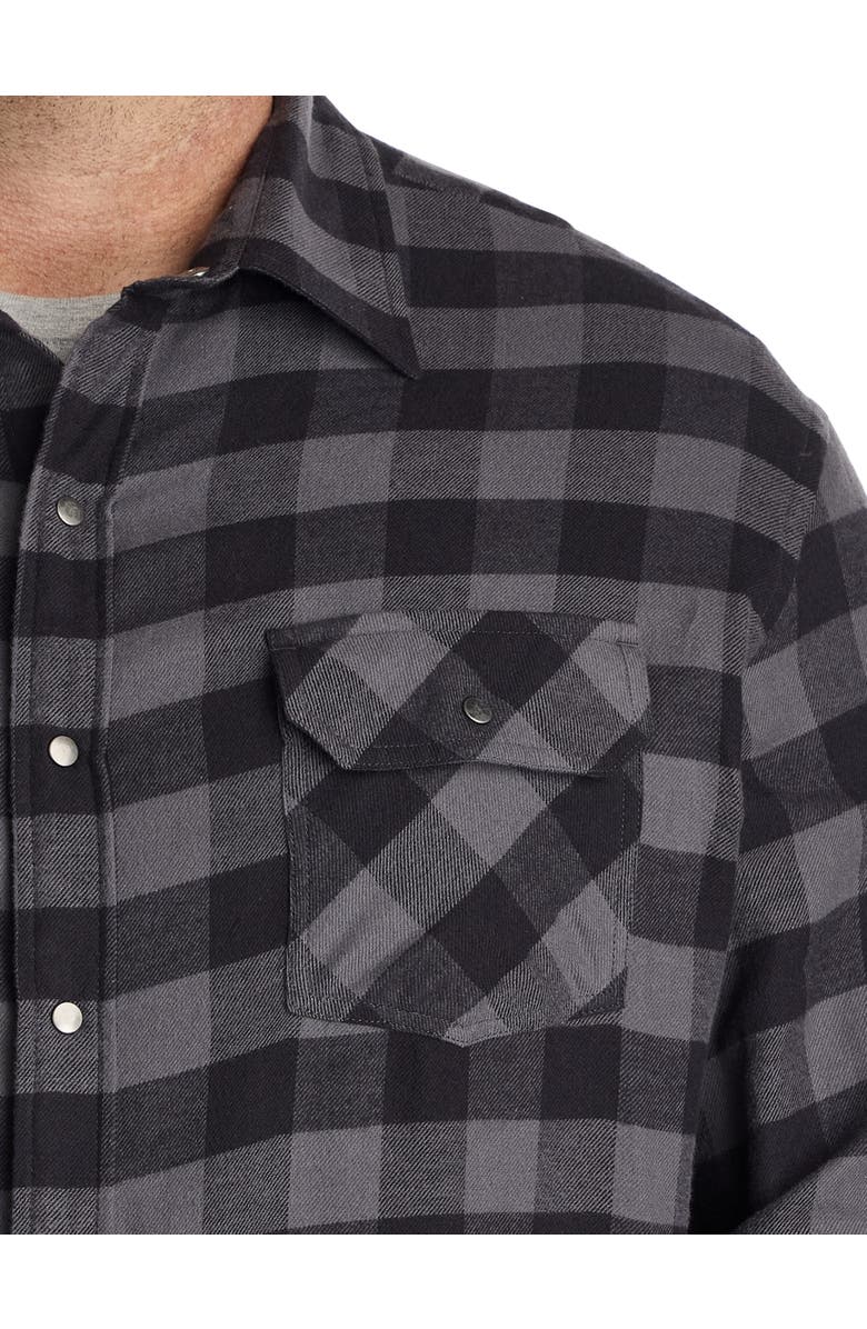 Harbor Bay by DXL Big & Tall Small Plaid Flannel Sport Shirt, Alternate, color, Black Grey