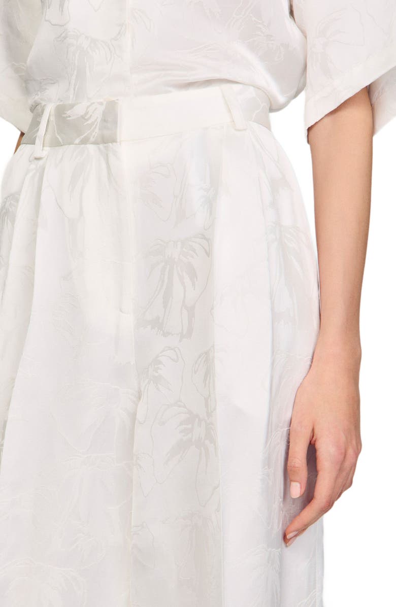 SANDRO Jacquard flowers trousers, Alternate, color, White