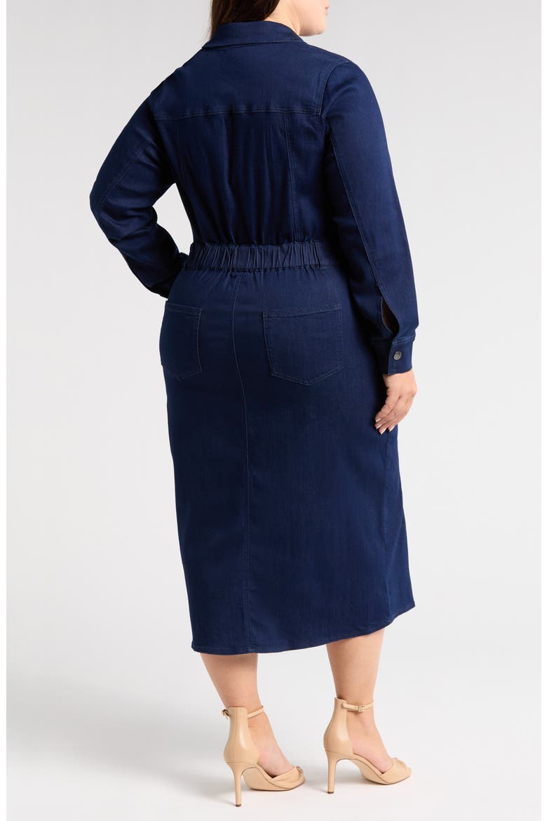 Dakota Long Sleeve Denim Midi Shirtdress, Alternate, color, DARK INDIGO
