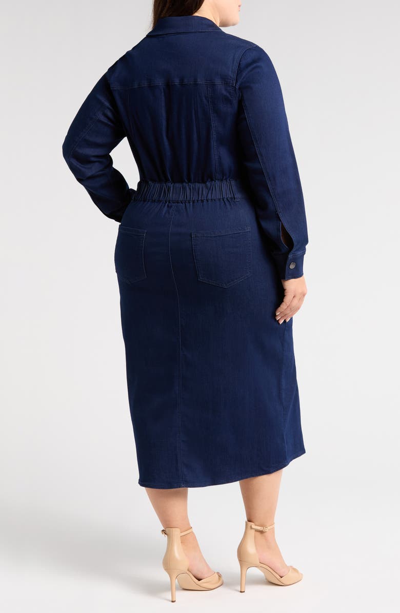 Universal Standard Dakota Long Sleeve Denim Midi Shirtdress, Alternate, color, Dark Indigo