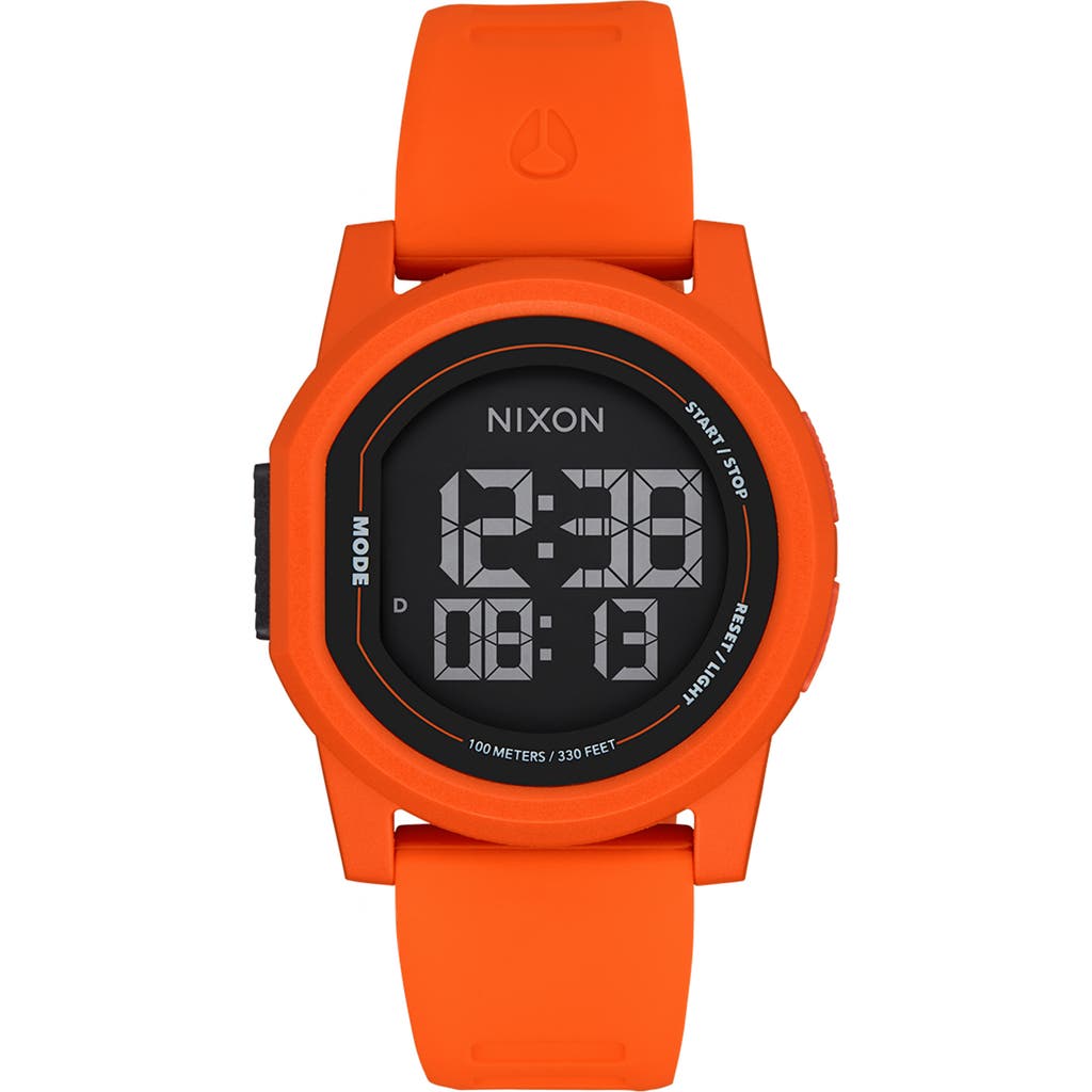 Nixon Disk Chronograph Rubber Strap Watch, 39mm In Orange